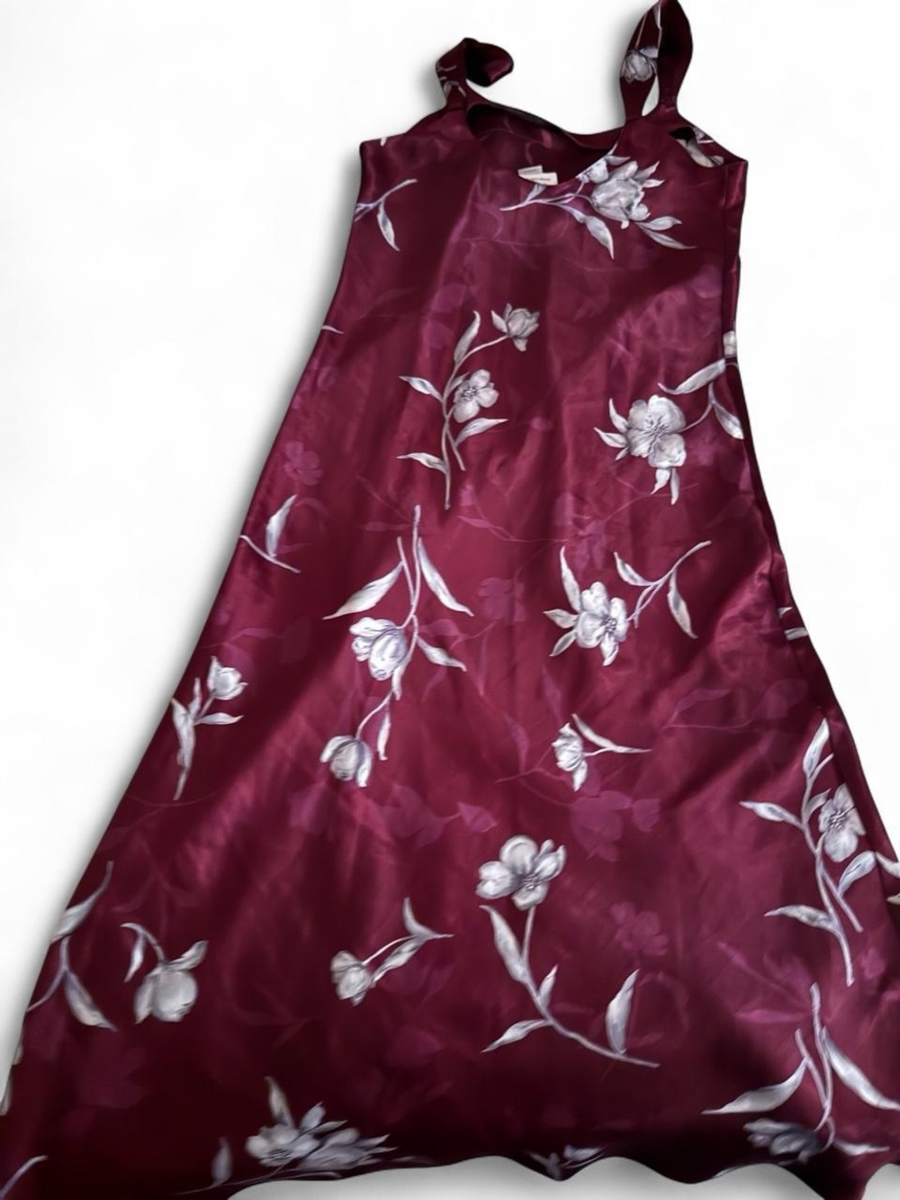 Jones New York Satin Floral Slip Dress — Wine and White Floral